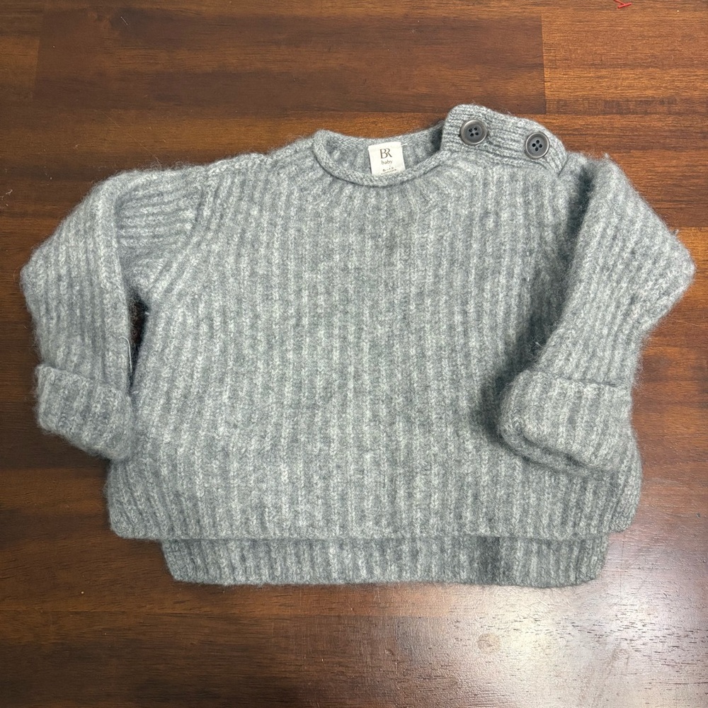 Banana Republic Sweater Baby 6-12 Mo Boy Girl Gray Buttons Cashmere